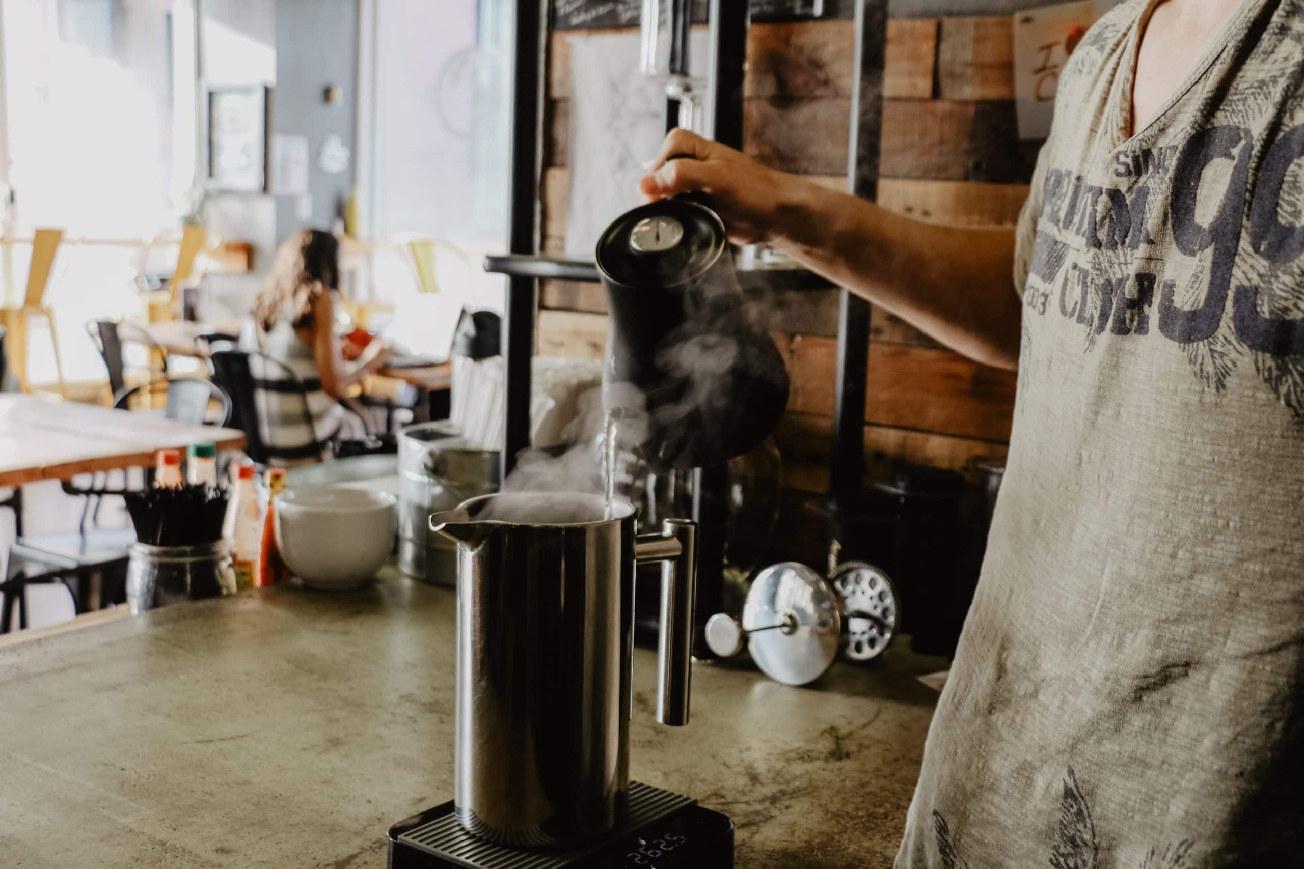 Coffee made with boiling water